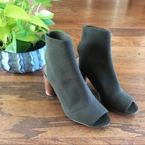Steve Madden Open Toe Stretch Booties Olive Green